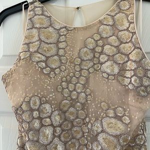 Gold lace with sequins Belle Badgley Mischka formal gown size 10
